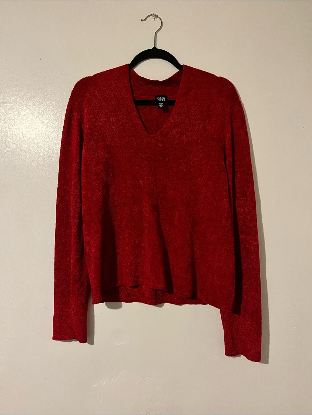 Eileen Fisher Bright Red V-Neck Sweater